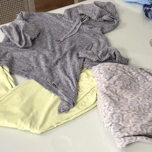 Gray Hoodie and Yellow Pant joggers bundle of 3 pieces shown Jo
